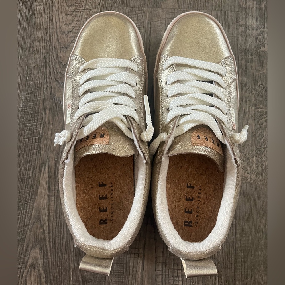 Reef Metallic Gold Low-Top Sneakers with White Laces